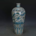 ZHYH Antique Ceramic Vase Hand-Painted Blue Sea Pattern Vintage Decoration Porcelain Vase - Image 4