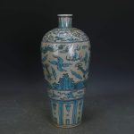 ZHYH Antique Ceramic Vase Hand-Painted Blue Sea Pattern Vintage Decoration Porcelain Vase - Image 5