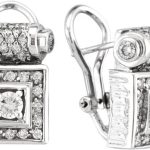 Antique Style Diamond Earrings, 18K White Gold