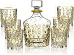 XXXDXDP Hand-painted Gold Whisky Set 7-piece Antique Decanter Set For Household Use Wine Glass Set