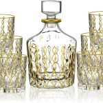 XXXDXDP Hand-painted Gold Whisky Set 7-piece Antique Decanter Set For Household Use Wine Glass Set