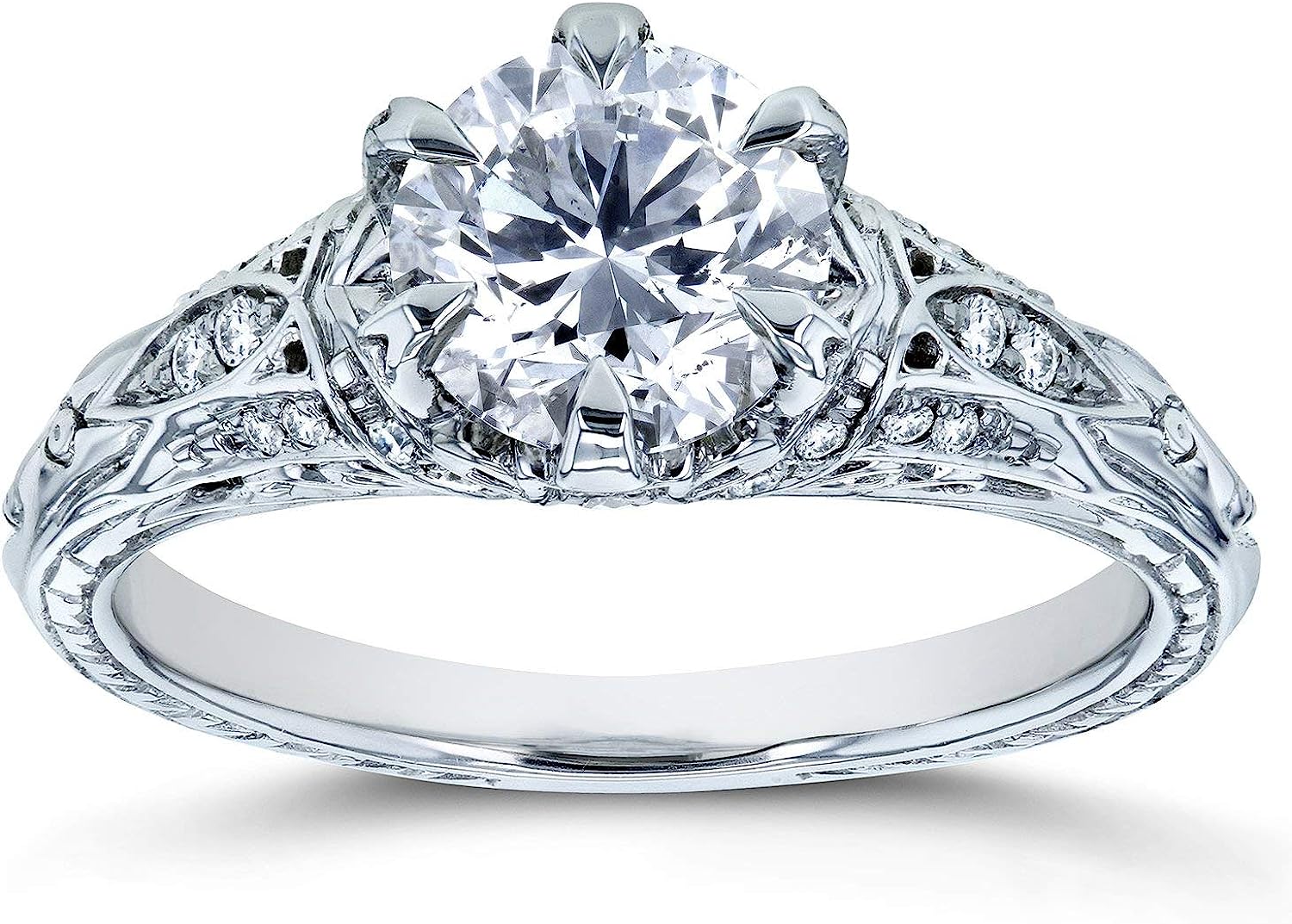 260107124532707_1 Kobelli Diamond 6-Prong Antique Style Engagement Ring 1 1/6 CTW 14k White Gold - Image 1