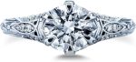 Kobelli Diamond 6-Prong Antique Style Engagement Ring 1 1/6 CTW 14k White Gold - Image 4
