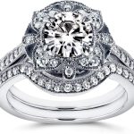 Kobelli Antique Style Floral Diamond Bridal Set 1 1/2 CTW in 14k White Gold
