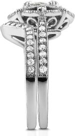 Kobelli Antique Style Floral Diamond Bridal Set 1 1/2 CTW in 14k White Gold - Image 2