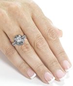 Kobelli Antique Style Floral Diamond Bridal Set 1 1/2 CTW in 14k White Gold - Image 3