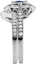 Kobelli Antique Style Floral Round Sapphire and Diamond Bridal Set 1 3/4 CTW in 14k White Gold - Image 4