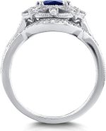 Kobelli Antique Style Floral Round Sapphire and Diamond Bridal Set 1 3/4 CTW in 14k White Gold - Image 5