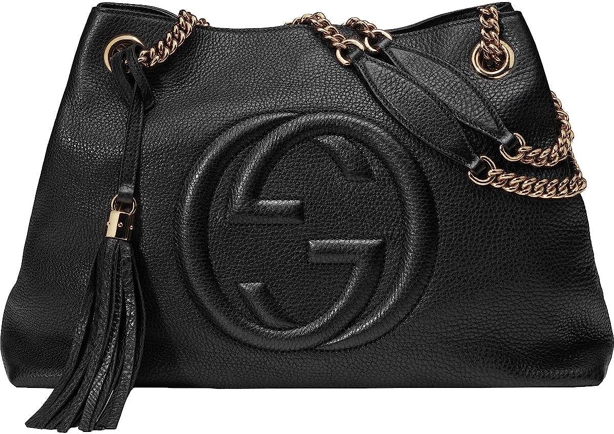 231201090558596_1 Gucci Soho Large Leather Chain Shoulder Handbag Black BHFO 5480 - Image 1