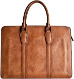 FEER Men's Horizontal Briefcase Business Casual Handbag Shoulder Crossbody 15 Inch Laptop Bag
