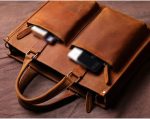 FEER Men's Briefcase Casual Tote Large Capacity Shoulder Bag Zipper Pocket for 14" Laptop - Image 4