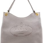 Prada Women's Vitello Daino Grey Leather Satchel Bag Handbag 1BC051