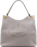 Prada Women's Vitello Daino Grey Leather Satchel Bag Handbag 1BC051