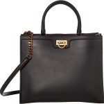 SALVATORE FERRAGAMO Ladies Black Trifolio Top Handle Bag