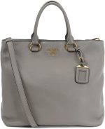 Prada Women's Gray Vitello Phenix Shopping Tote Top Handle Bag Shoulder Bag 1BG865 - Image 2