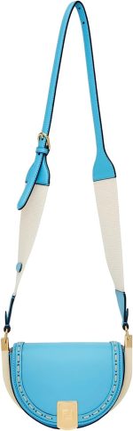 FENDI Moonlight Cyber Blue Leather Satchel Crossbody Bag - Image 3