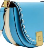FENDI Moonlight Cyber Blue Leather Satchel Crossbody Bag - Image 5