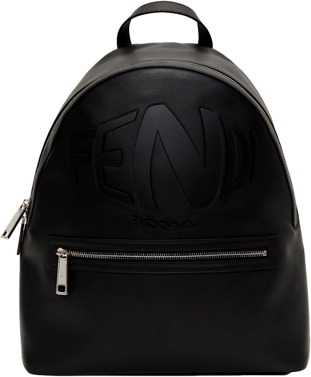 251024163712683_1 FENDI Roma Warped Logo Black Leather Backpack 7VZ042 - Image 1