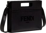 FENDI Logo 2-Way Smooth Black Leather Small Tote Bag 7VA547 - Image 3