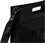 FENDI Logo 2-Way Smooth Black Leather Small Tote Bag 7VA547 - Image 5