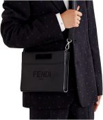FENDI Logo 2-Way Smooth Black Leather Small Tote Bag 7VA547 - Image 6