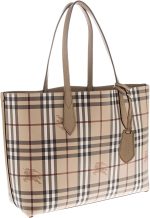 Burberry Women's Medium Reversible Handbag in Haymarket Check Camel - Image 2