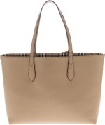 Burberry Women's Medium Reversible Handbag in Haymarket Check Camel - Image 4