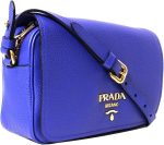 Prada Men's Vitello Phenix Royal Blue Leather Flap Crossbody Bag 1BD163 - Image 3