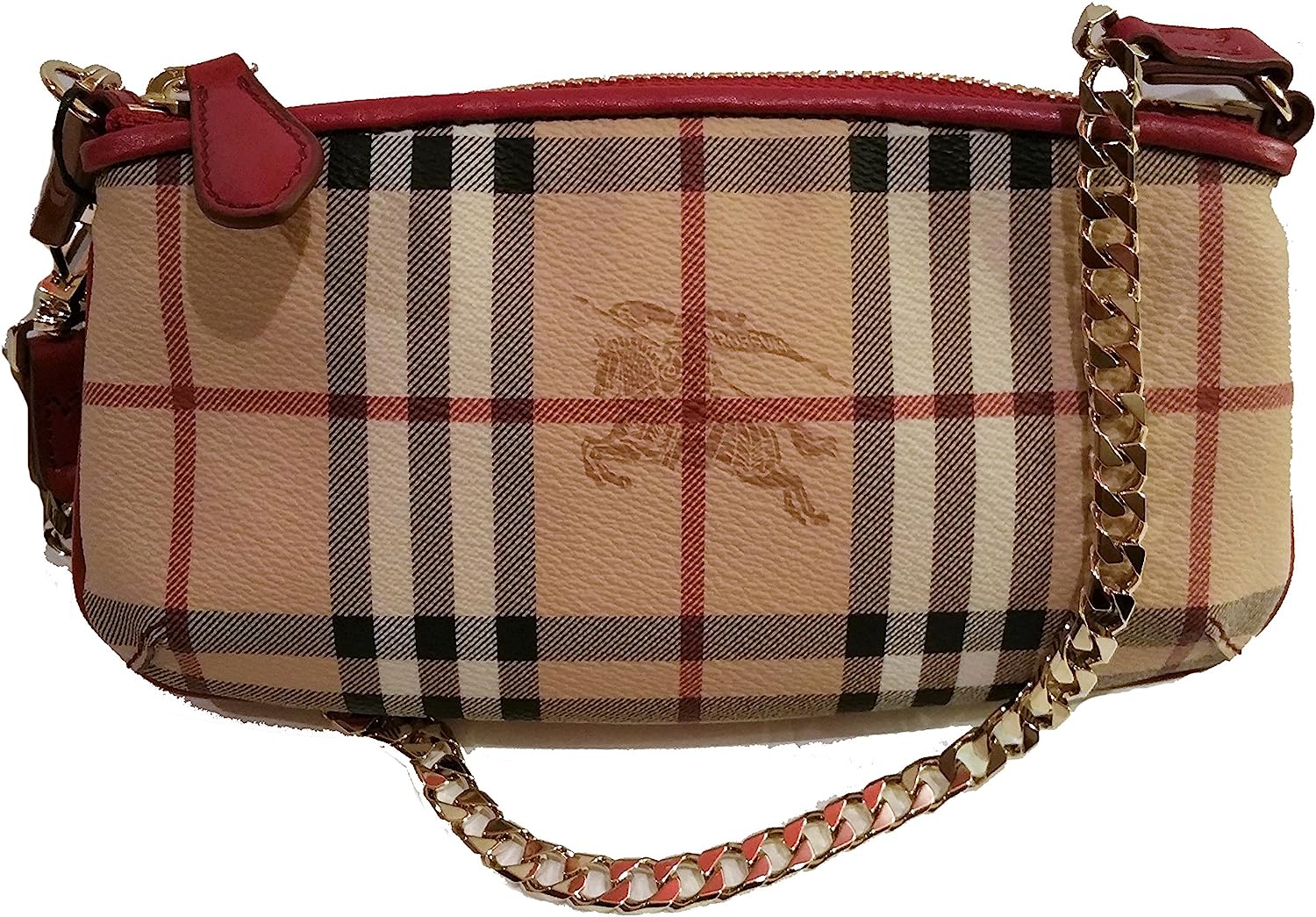 251024163731650_1 Burberry Haymarket Nova Check Clara Leather Wristlet - Image 1