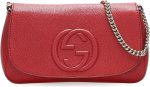 Gucci Soho Interlocking GG Red Leather Chain Flap Shoulder Bag Handbag Italy New - Image 2