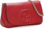 Gucci Soho Interlocking GG Red Leather Chain Flap Shoulder Bag Handbag Italy New - Image 3