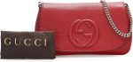 Gucci Soho Interlocking GG Red Leather Chain Flap Shoulder Bag Handbag Italy New - Image 4