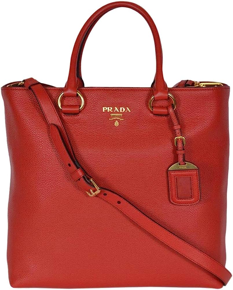 251024163809665_1 Prada Women's Red Vitello Phenix Leather Shopping Tote Handbag 1BG865 - Image 1