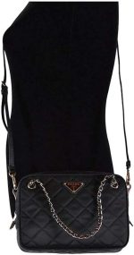 Prada Womens Bandoliera Black Tessuto Nylon Quilted Medium Crossbody Bag - Image 9