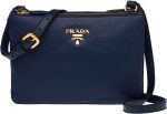Prada Women's Navy Blue Vitello Phenix Crossbody 1BH046