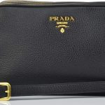 Prada Women's Black Bandoliera Vitello Phenix Leather Crossbody Bag 1BH079
