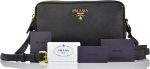 Prada Women's Black Bandoliera Vitello Phenix Leather Crossbody Bag 1BH079 - Image 9