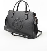 Gucci Soho Leather Satchel tote Structured Black Shoulder Bag New - Image 3