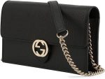 Gucci Interlocking Camelia Wallet Chain Marmont Leather Silver Handbag Italy NEW - Image 2