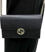 Gucci Interlocking Camelia Wallet Chain Marmont Leather Silver Handbag Italy NEW - Image 7