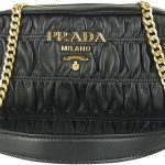 Prada Bandoliera Nero Black Nappa Gaufre'1 Quilted Leather Handbag 1BH112