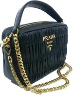 Prada Bandoliera Nero Black Nappa Gaufre'1 Quilted Leather Handbag 1BH112 - Image 4