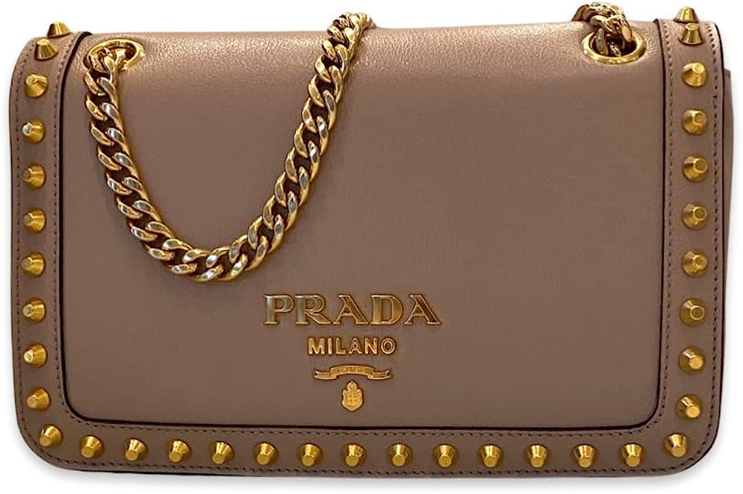 251024163822839_1 Prada Pattina Glace Calf Leather Cammeo Beige Pattina Studded Handbag - Image 1