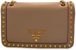 Prada Pattina Glace Calf Leather Cammeo Beige Pattina Studded Handbag - Image 2