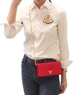 Prada Miniborse Lacca Red Vitello Move Leather Crossbody Chain 1BP021 - Image 5