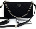 Prada Quilted Tessuto Nylon Chain Black Convertible Shoulder Bag 1BH026 - Image 5
