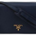 Prada Womens Vitello Phenix Shoulder Flap Navy Blue Leather Crossbody Bag 1BD163 (Navy Blue)