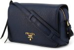 Prada Womens Vitello Phenix Shoulder Flap Navy Blue Leather Crossbody Bag 1BD163 (Navy Blue) - Image 2