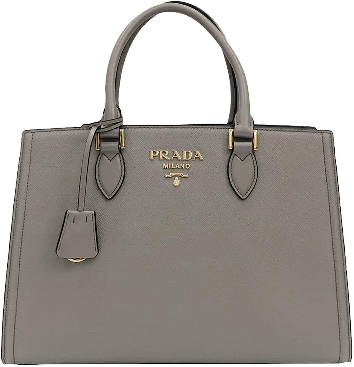 251024163837946_1 Prada Argilla Gray Saffiano Lux Leather Large Satchel Handbag 1BA228 - Image 1
