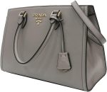 Prada Argilla Gray Saffiano Lux Leather Large Satchel Handbag 1BA228 - Image 2